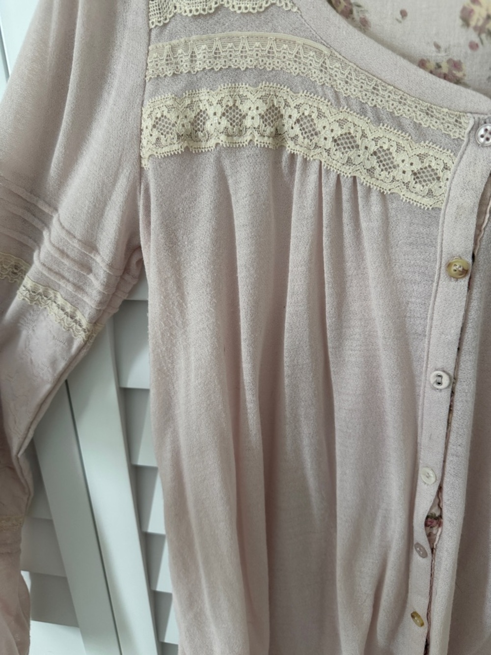 Free people —Boho Lace-Trim Button Front Women's Top - Blush Pink - Picture 6 of 8